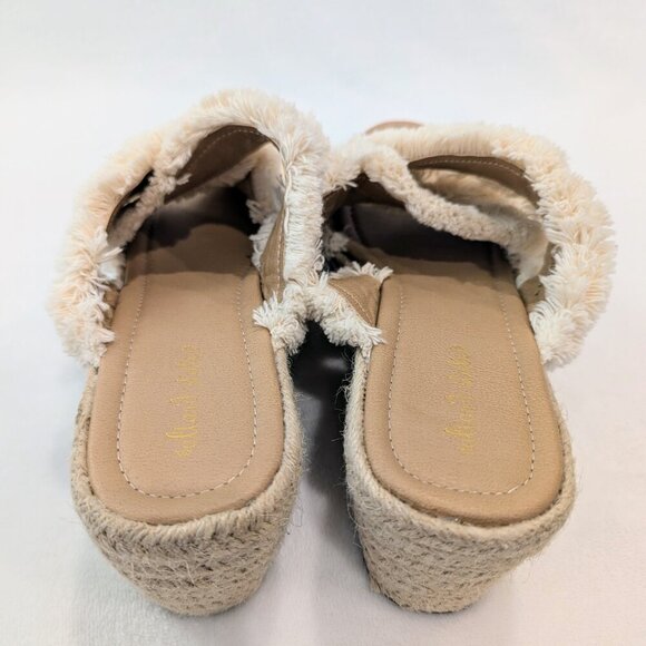 ALTAR'D STATE Wales Furry Espadrille Platform Sandals 9 EUC Cream Tan - Picture 6 of 12